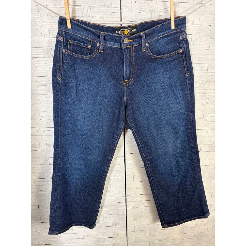 Lucky brand women's Capri jeans dark wash zip up mid rise casual denim summer